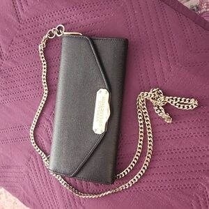 Versace Collection Black Envelope Clutch with Chain